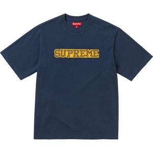 Топ с коротким рукавом и сатиновой аппликацией Supreme, синий/темно-синий