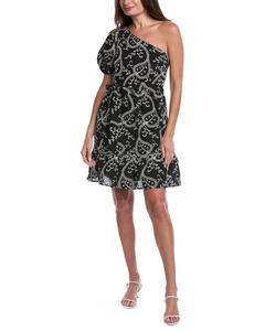 Anne Klein Асимметричное платье мини с пышным рукавом, черный