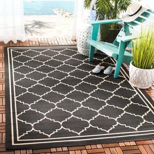 Ковер SAFAVIEH, 122 x 171 см, Courtyard Collection Black/Cream CY6889 для дома и улицы, водонепроницаемый, легко чистится, для патио, заднего двора, прихожей, декоративный