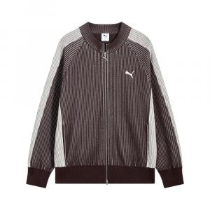 Puma Мужская трикотажная рубашка T7, шоколадно-коричневого цвета, со стоячим воротником средней высоты