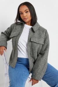 Шерстяной укороченный жакет с центральной частью спереди Yours Curve, серый