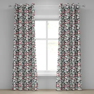 Гранжевая штора на люверсах ABAKUHAUS, абстрактные треугольники с винтажным вдохновением, рисунок краской, декоративные двухпанельные шторы, 280 см x 225 см, мятно-зеленый вермо Abakuhaus