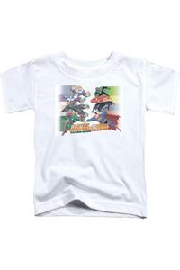 Детская футболка с коротким рукавом "Лига справедливости Америки: Осторожно, злодеи!" Gildan, белый