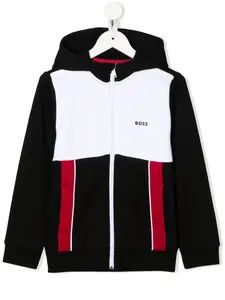 Худи в стиле колор-блок на молнии BOSS Kidswear, черный