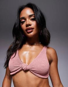 Верх бикини Moda Minx с завязкой спереди в цвете «глиняно-розовый»