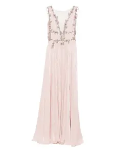 Платье макси с цветочным декором и складками Costarellos, розовый