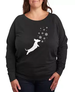 Пуловер с принтом Dachshund Snow Plus Size Hybrid Apparel, серый