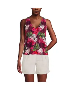 Женская легкая майка-блузон из джерси с V-образным вырезом Lands' End, розовый