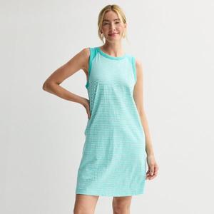 Женское базовое летнее платье-майка Sonoma Goods For Life, цвет teal white stripe
