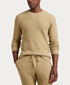 Мужская футболка с длинным рукавом и круглым вырезом для сна Polo Ralph Lauren, загар/бежевый