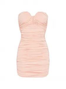 Мини-платье с присборкой и вырезом сердечком Elisabetta Franchi, розовый