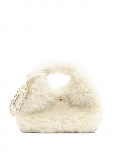 Мини-хобо-сумка из меха Ganni, нейтральный