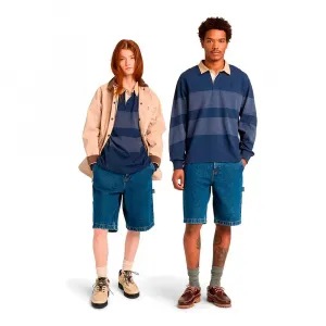 Поло с длинным рукавом в полоску от Timberland для регби, синий