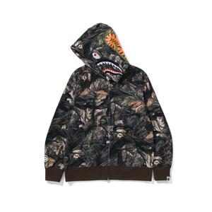 Tree Edge Camo Shark худи на молнии A BATHING APE, коричневый