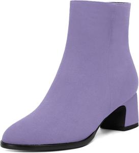 Женские ботинки SKYSTERRY на молнии, с круглым носком, замшевые, для улицы, вечерние, с массивным низким каблуком, до щиколотки, 2 дюйма