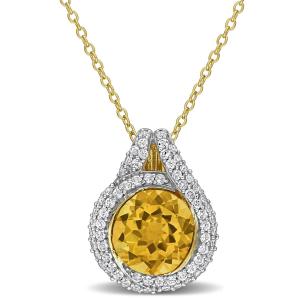 Подвеска Mimi & Max с 4-каратным зеленым празиолитом и белым топазом в форме гало на цепочке из стерлингового серебра - 17 дюймов Mimi & Max, желтый