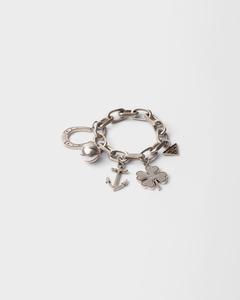 Браслет-цепочка с металлическими подвесками Prada, серый