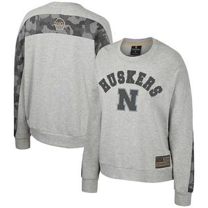 Женский свитшот dolman heather gray nebraska huskers oht military appreciation flag rank Colosseum