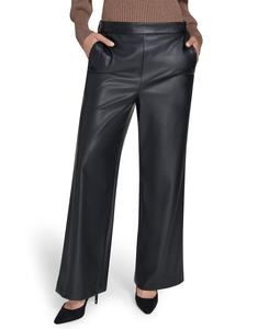 Женские широкие брюки из искусственной кожи Halston, Black