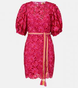 Мини-платье с поясом и кружевом Farm Rio, Pink