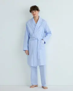 Мужской полосатый поплиновый халат Emidio Tucci, синий