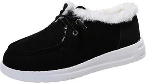 Зимние сапоги Ladmiple для женщин, с широким диапазоном, повседневные слипоны, теплые лоферы, с искусственным мехом, удобные снегоступы до щиколотки, Black