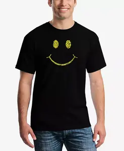 Мужская футболка с коротким рукавом Be Happy Smiley Face Word Art LA Pop Art, черный