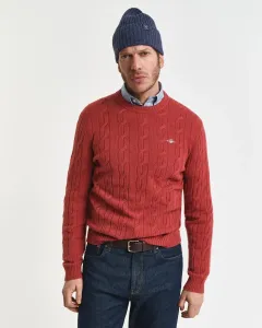Мужской джемпер с круглым вырезом и узором «косы» Gant, красный
