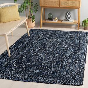 SAFAVIEH ковер 122 x 183 см - коллекция Braided - Black & Blue, ручное ткачество хлопок, бохо реверсивный стиль, идеально для гостиной, спальни, столовой (BRD210M)
