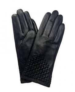 Женские плетеные перчатки для сенсорного экрана из натуральной кожи Marcus Adler, черный