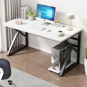 Стол компьютерный Xinmeikai для домашнего офиса, простой современный дизайн для съемных квартир, письменный стол для спальни и учебы, черная рама с полосатым белым, длина 140 см * ширина 60 см * высота 74см