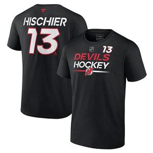 Футболка мужская Fanatics Branded Nico Hischier черная New Jersey Devils Authentic Pro Prime Unbranded