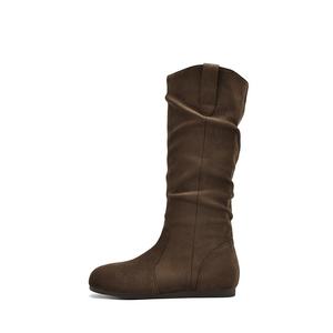 Женские сапоги DAPHNE высокие со сборкой, кофейный