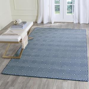 Ковер SAFAVIEH, 122 x 183 см, Wilton Collection, Navy & Ivory, ручной работы из шерсти, идеален для помещений с высокой проходимостью: прихожая, гостиная, спальня (WIL715C)