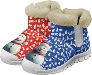 Сапоги женские и мужские зимние классические милые мягкие утепленные флисом теплые и удобные домашние нескользящие Dajingkj, Cute Christmas Snowman White