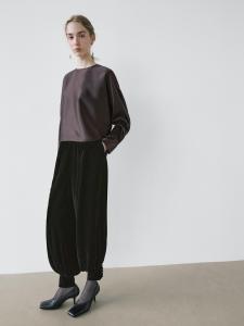 Блуза из 100% шелка с рукавами «летучая мышь» - Studio Massimo Dutti, mole brown