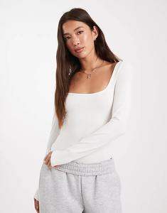 Боди Miss Selfridge с широким вырезом, кремового цвета