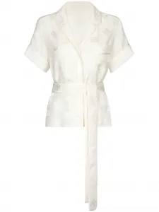 Жаккардовая рубашка с монограммой и завязками Dolce & Gabbana, белый