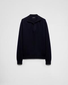 Объемный кашемировый джемпер-поло Prada, синий