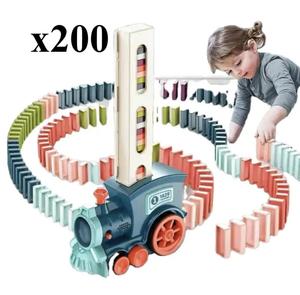 Интерактивный поезд Домино для детей - Синий, 200 кубиков Inna marka