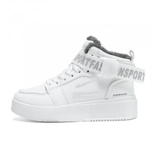 Нескользящие, амортизирующие, износостойкие, теплые, высокие детские скейтбордистские кроссовки Robinhood, белый thick cotton