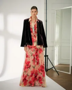 Длинный струящийся рубашечный сарафан Woman Fiesta El Corte Inglés, красный