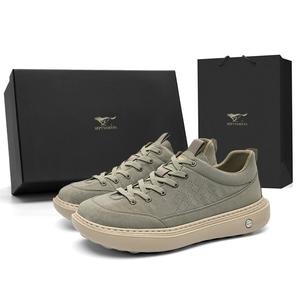 SEPTWOLVES Низкие скейтерские кроссовки мужские хаки серый (стандартный размер кожаной обуви), цвет Khaki Gray (Standard Leather Shoe Size)