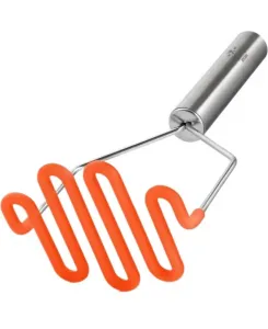 Кухонный инструмент для приготовления картофельного пюре: не царапает кожу - прочная толкушка для картофельного пюре из нержавеющей стали Zulay Kitchen, оранжевый