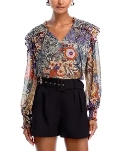 Топ в стиле бохо с оборками - эксклюзив Aqua, мультиколор