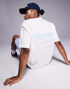 Футболка ASOS DESIGN свободного кроя с летним принтом спереди и сзади в кремово-белом цвете