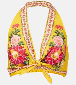 Хлопковый топ-кроп "Весеннее пробуждение" Farm Rio, Spring Awakening Yellow