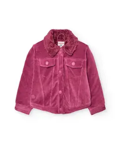 Бархатная куртка для малыша с воротником-рубашкой Boboli, фуксия