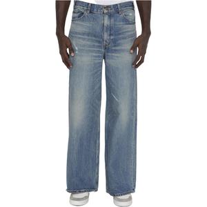 Джинсы с широкими штанинами и нашивкой с логотипом CELINE, индиго