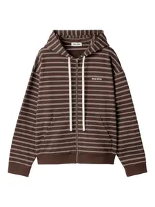 Толстовка на молнии с капюшоном MIU MIU, коричневый